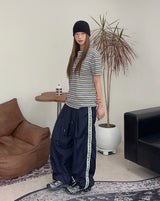 Roan Striped Henley Neck Short Sleeve Tee