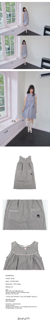 ONE BUTTON GINGHAM CHECK DRESS (BLACK)