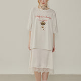 オリーブグラフィックオーバーサイズTシャツ