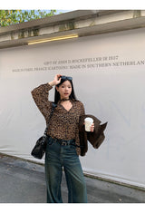 chiffon leopard scarf blouse