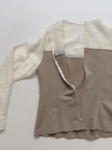 [Belt SET] Souffle Pintuck Layered Blouse