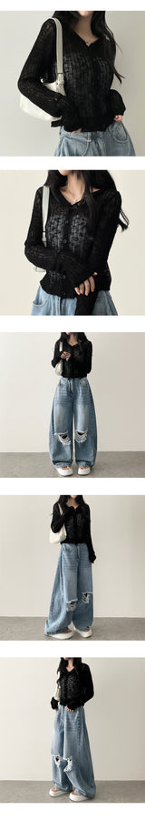 knee damage cutting wide pants