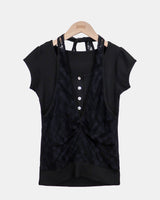 Byuring Halter-Neck Short-Sleeve T-Shirt