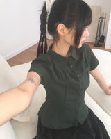 ディーペンエンボスリンクルカラー半袖シャツ