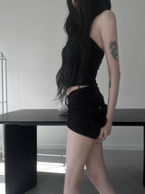 low-rise back pocket shorts