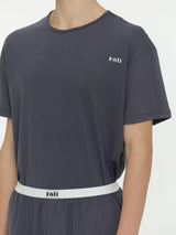 (Unisex) エッセンシャルストレッチフィットハーフスリーブパジャマセット　チャコール