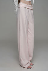 Lace tea straight pants, Pink