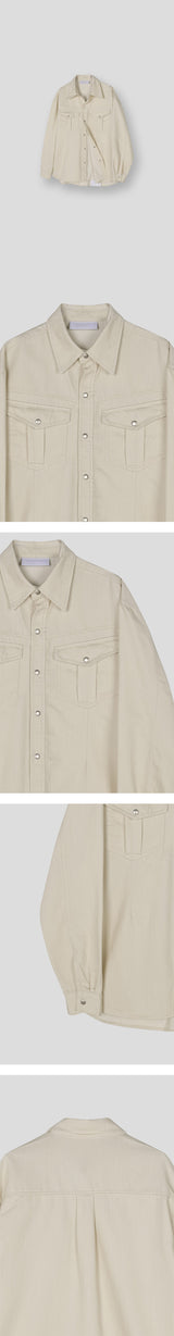 [SET UP가능] Western pocket bulky cotton shirts(2color)