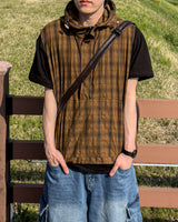 Crinkle Check Hooded Anorak Vest