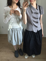 Unbalanced draping blouse (2color)