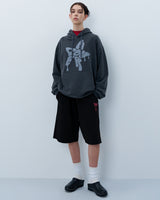MELTING STAR LOGO PIGMENT HOODIE-CHARCOAL