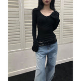 バックスリットVネックTシャツ