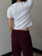 [BASIC ITEM] Basic semi crop t-shirts(4color)