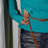 Juren Side Slit Linen Long Sleeve Knitwear