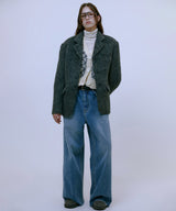 Distressed Wide Denim Pants (BLUE)