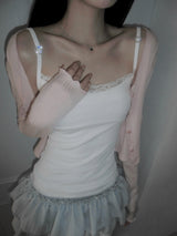 [MADE] Heart-Drop Lace & Cubic Heart Camisole