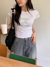 ナンバーアイレットスリムクロップショートスリーブT（３色）