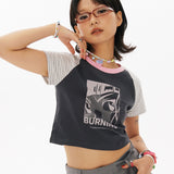 GIRLラグランクロップtシャツ