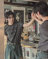 リンザー レタリング カラー マッチング ショート スリーブ Tシャツ