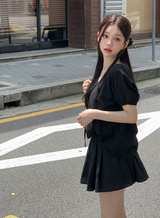 [SHOPPERMADE] AY ストラップパフショートスリーブブラウス (2color)