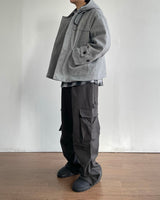 Carbon Wool Hooded Half Coat