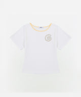 スパイラルアップリケスリムTシャツ [ホワイト/イエロー]