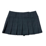 Wrap Check Pleated Mini Skirt