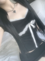 ハッケンリボンレーストップ (black)
