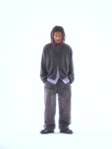 WASHED FADED HAND-WIPED WHISKER RANDOM STITCH HERRINGBONE CHINO