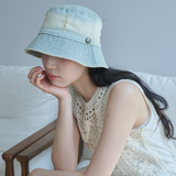ヴィンテージ ブリーチング デニム バケットハット (Light Blue Denim)