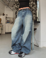 Loop Cat Washed Balloon Fit Denim Pants
