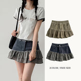 Coloring frill cancan mini skirt *Underpants internal hip mood 💫 low-rise skirt (2 colors)