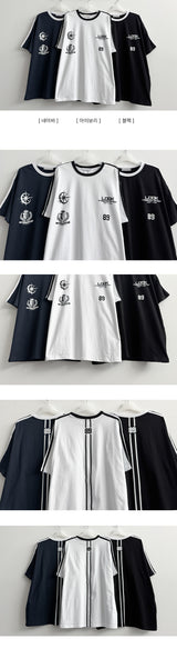 Patterned Track Line Short Sleeve Tee