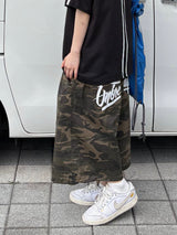 hip patch camo bermuda pants