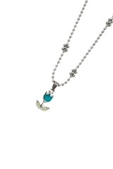 Flower ball chian] blue tulip necklace