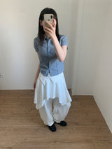 Seersucker キャップスリーブシャツ