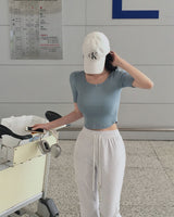 [MADE] Gram, U-neck rib short-sleeved T-shirt