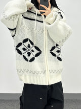 nordic knit hood zip-up