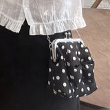 [Black.ver] ミディアムリボンポルカドットフレームバッグ (handmade bag)