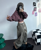 ソフティ💍💎スエードバルーンロングパンツ🩶🤎🖤3カラー