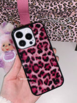 [glass] leopard fur case - pink
