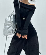 (SOFT-FIT/FALL EFFORTLESS CHIC) ソフトロングスリムボディシャーピングオフショルダーニット