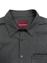 FINE PLAID RANDOM STITCH SILVER THREAD LOGO SQUARE LABEL HEM COLOR-TOOTH ZIPPER SIDE HAND-SEWN BUTTON SHIRT