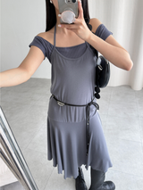 orbit off halter dress set (4color)