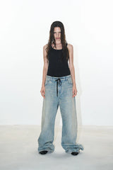 バギードローストリングウォッシュジーンズ