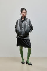 High-neck Leather Jacket_Black