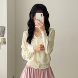 Summer Cool Light Slim Fit 🤍 V-Neck Summer See-Through Cardigan
