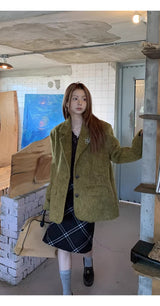Olive Mo'Hair Boxy Fit Warm Jacket