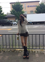 [Belt SET] ベッシー ロールアップ ウォッシング デニム ショートパンツ