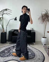 Eiffel studded striped denim pants